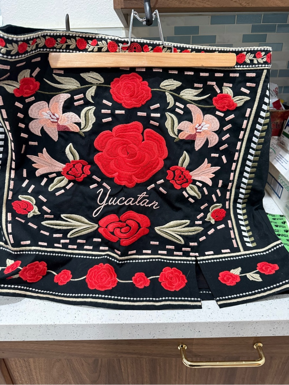 Herancia Collection Black Embroidered Floral Shawl